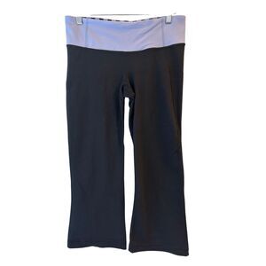 LULULEMON Black / Purple Band Slit Cropped Capri Pocket Leggings 8